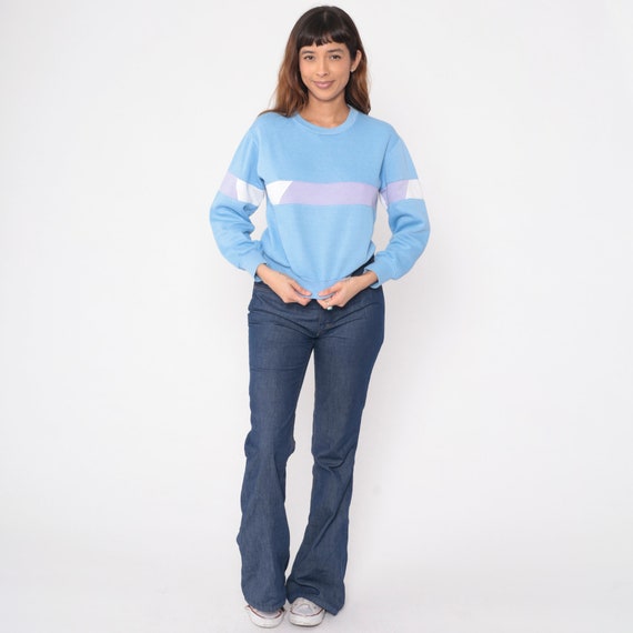 Baby Blue Striped Sweatshirt -- 80s Pastel Sweate… - image 3