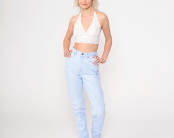 90s Mom Jeans Lee Riders Jeans Tapered Leg High Waisted Rise Light Wash Blue Denim Pants Retro Slim Fit Vintage 1990s Extra Small xs Tall