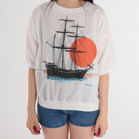 Ship Shirt 70s 80s Florida T-Shirt Nautical Woode… - image 6