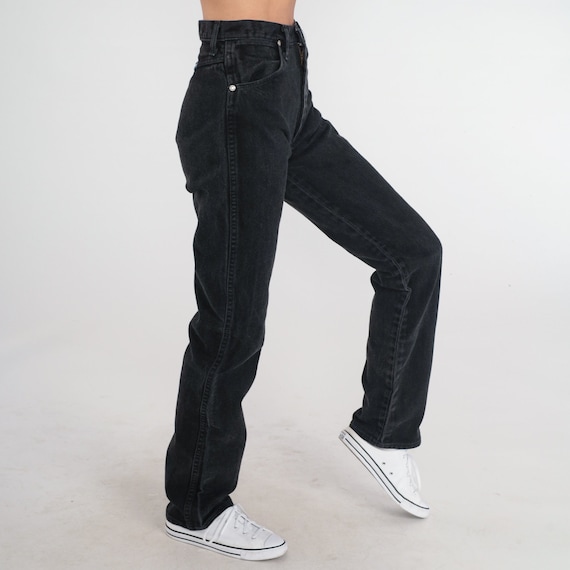 Black Wrangler Jeans 90s Straight Leg Jeans High Waist Jeans Denim 