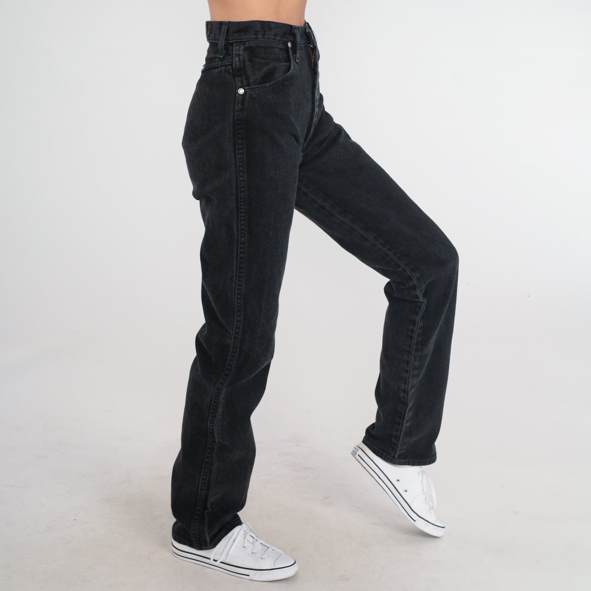 Black Wrangler Jeans 90s Straight Leg Jeans High Waist Jeans Denim ...