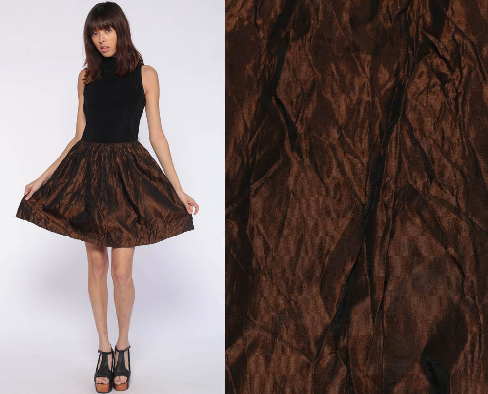 Taffeta Party Dress 90s Dress Black 
