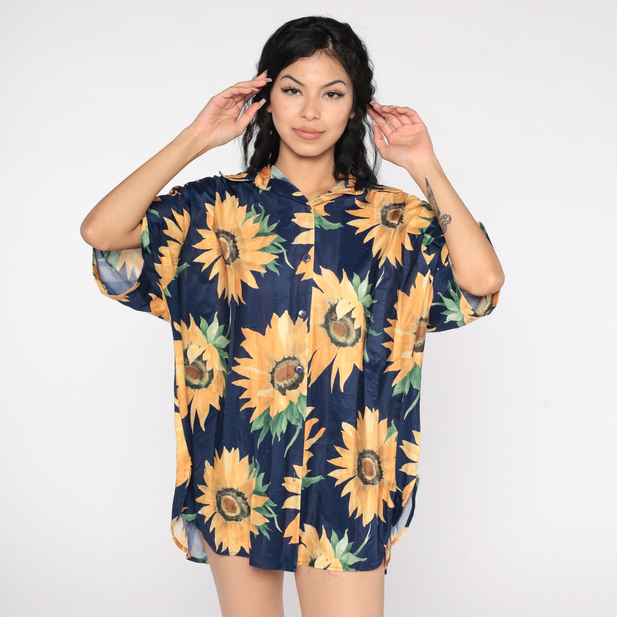 sunflower button up shirt