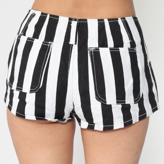 Striped Jean Shorts 80s Black White Denim Shorts Hotp… Gem