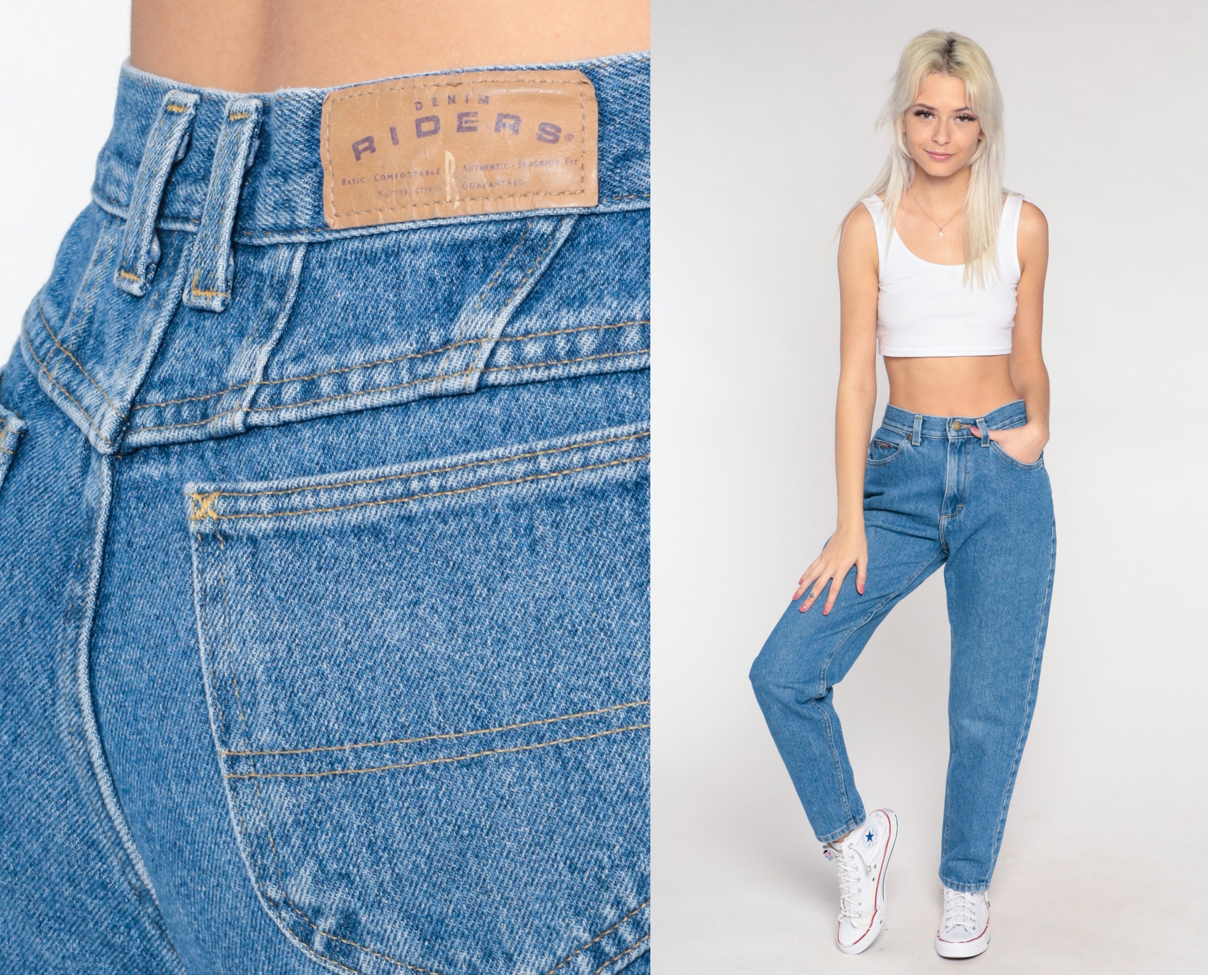 90s Mom Jeans Tapered Waist Jeans 1990s High -