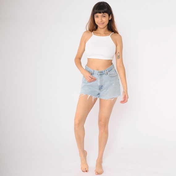 90s Gap Cut Off Shorts 90s Denim Shorts Reverse Fit Distressed Jean Shorts High Waisted Cutoffs 1990s Vintage Retro Medium