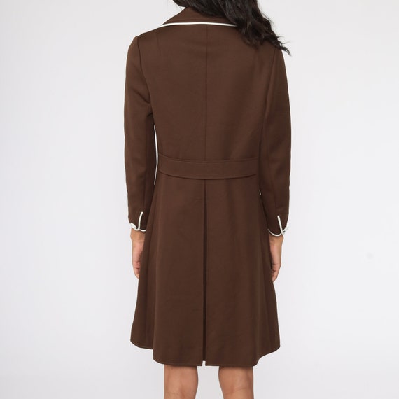 60s Coat Dress Brown Double Breasted Dress Fitted… - image 6