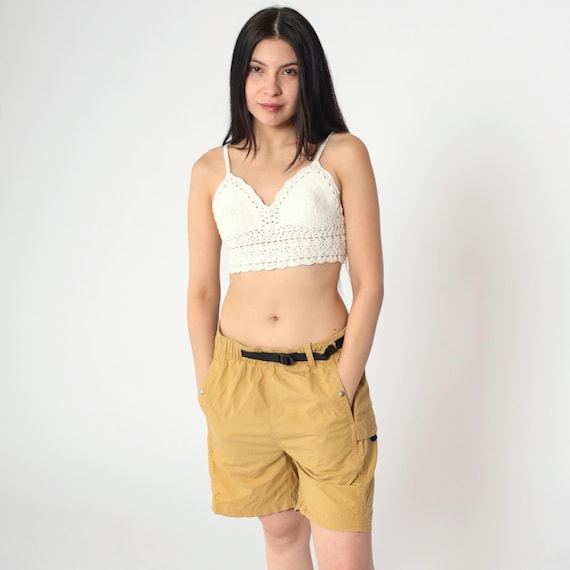 The North Face Cargo Shorts Ripstop Easy Short Tan High Waisted Shorts Retro Belted Hiking Shorts Granola Style Pockets Men's Small S