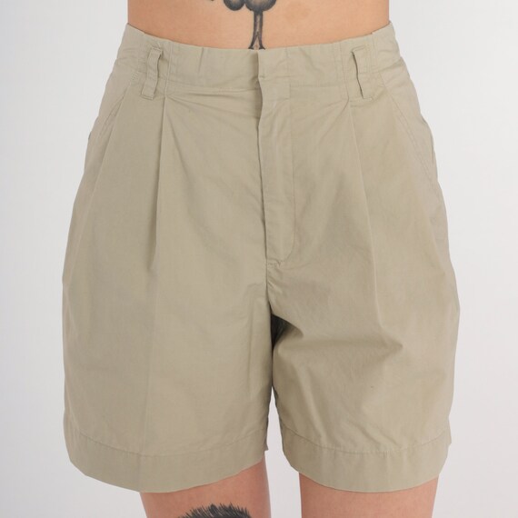 90s Khaki Shorts Pleated Trouser Shorts Tan Short… - image 4
