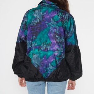 90s Windbreaker Jacket ABSTRACT PRINT Black Purple Zip Up Jacket Retro Warmup Jacket Sports Warm Up Jacket Vintage 1990s Retro Small Medium image 6