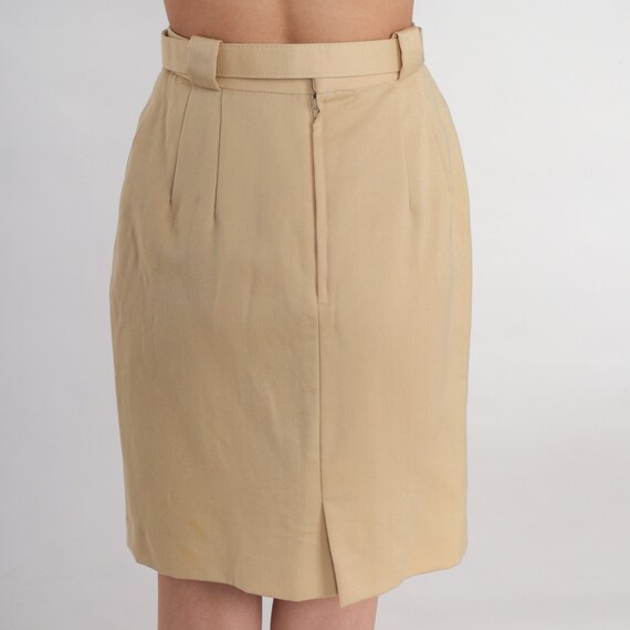 Tan Pencil Skirt 80s Wool Mini Skirt High Waisted… - image 6