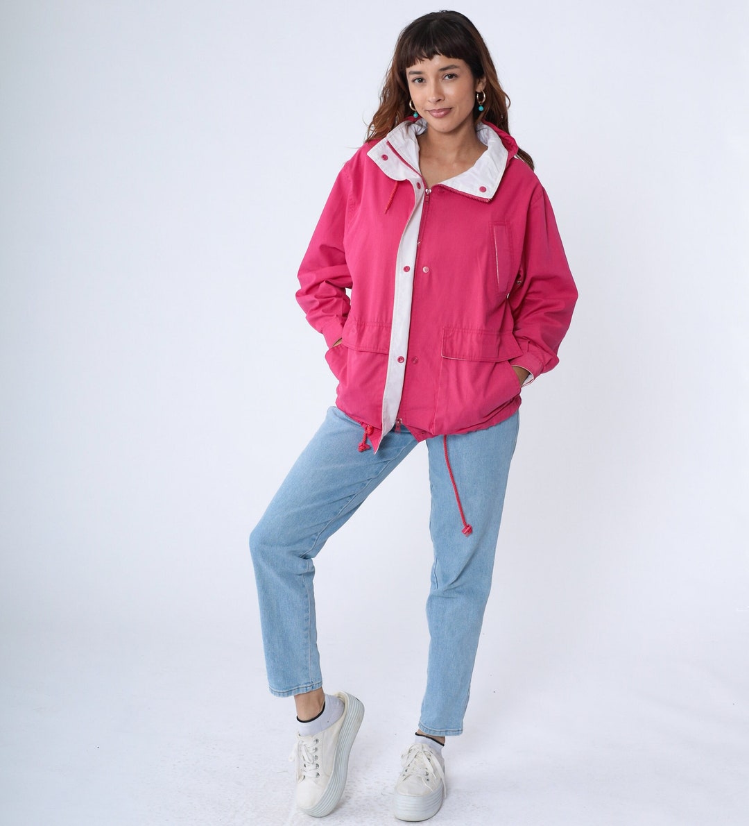 Bright Pink Hooded Windbreaker Jacket 80s Pacific Trail Zip