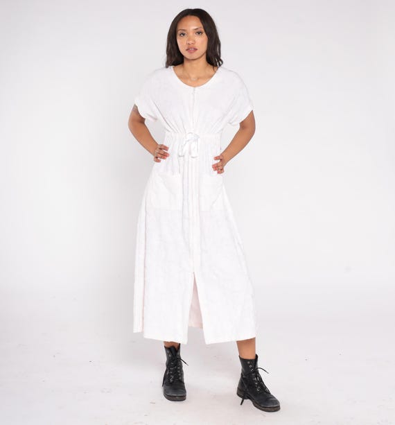 Blush Pink Lounge Dress 90s Eileen West Pockets Short Sleeve Minimal Prairie Cottagecore Summer Casual Beach Relaxed Designer Small S