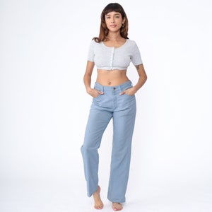 70s Flared Trousers Baby Blue Wrangler Pants Retro High Waisted Rise Bellbottoms Retro Slacks Bell Bottom Vintage 1970s Men&#39;s Medium 31