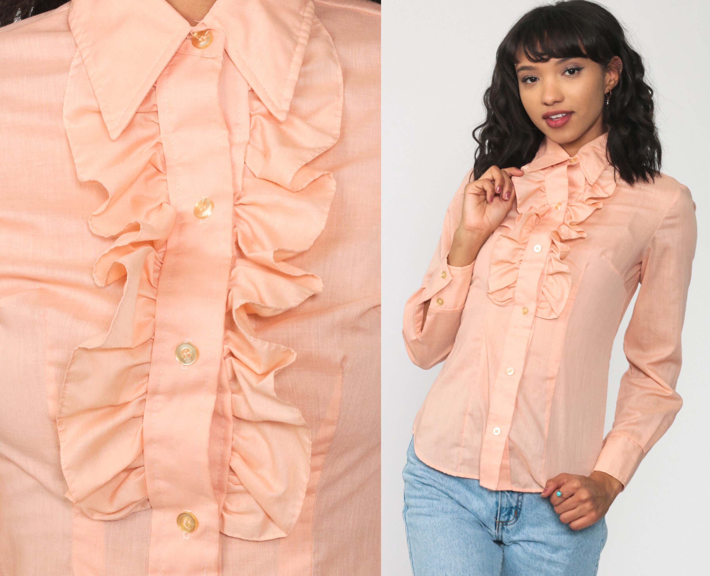 peach ruffle blouse