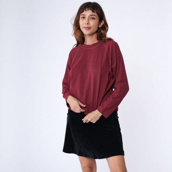 Burgundy Raglan Tee 90s Long Sleeve T Shirt Retro… - image 3