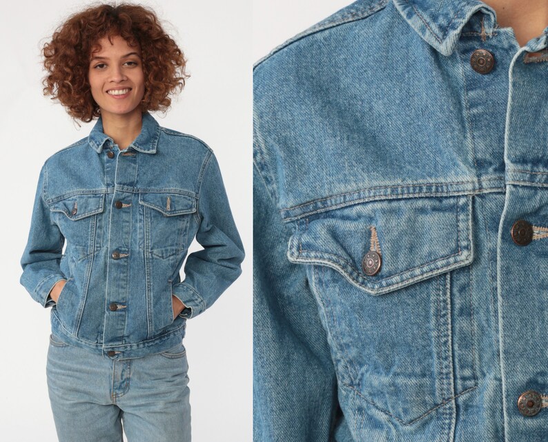 Blue Denim Jacket xs 80s Jean Jacket 1980s Vintage Biker | Etsy