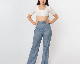 ヴィンテージベルボトムパンツ - フレア、S、ヒッピー 70 年代