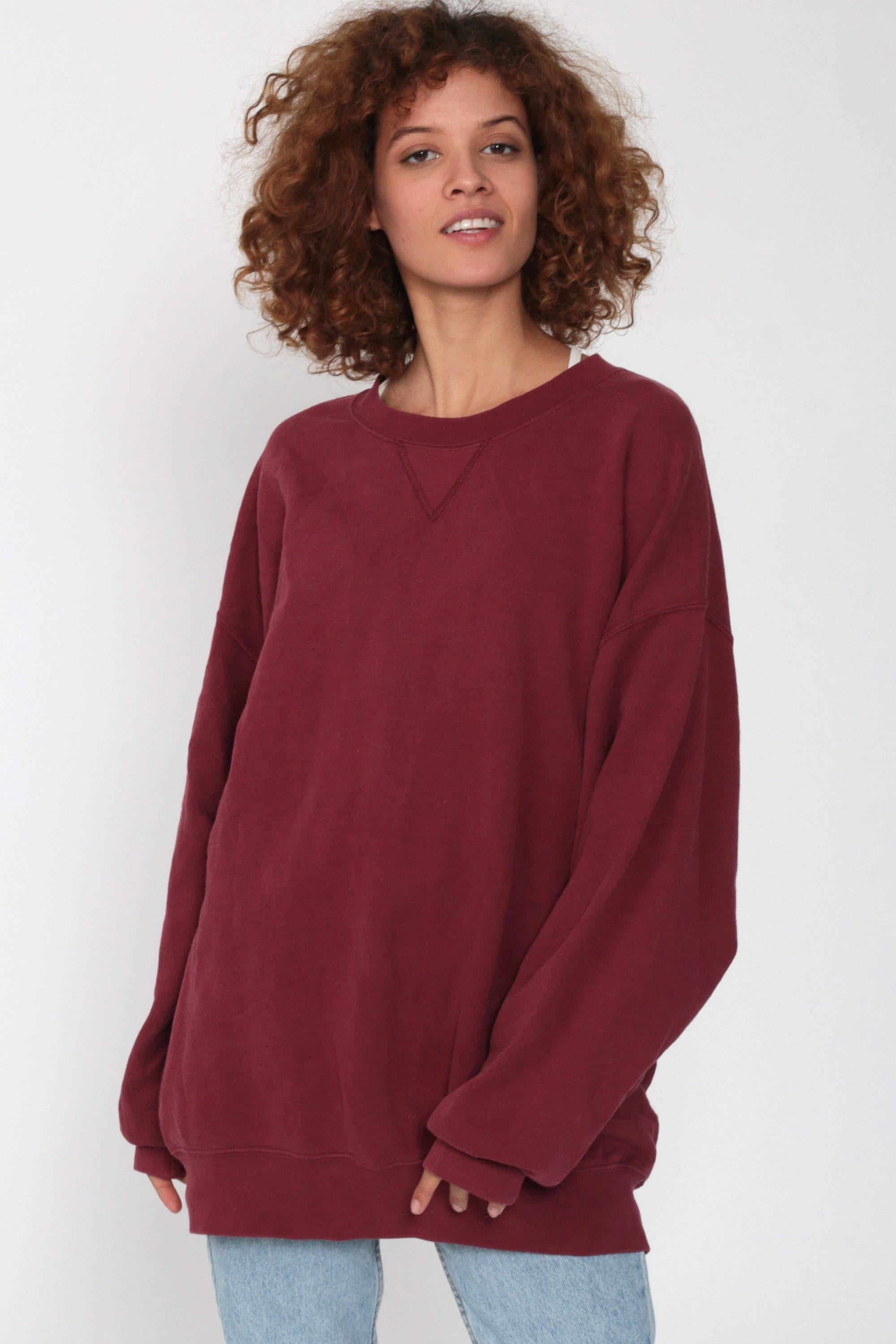 burgundy oversized sweatshirt