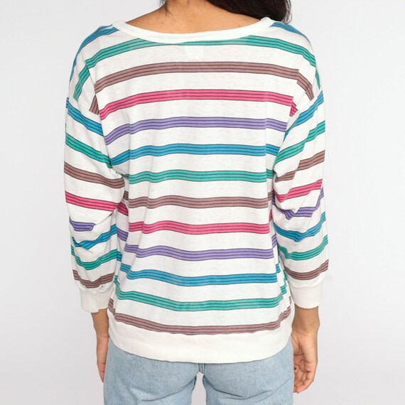 Striped Rainbow Shirt 80s Shirt Striped Blouse Sl… - image 8