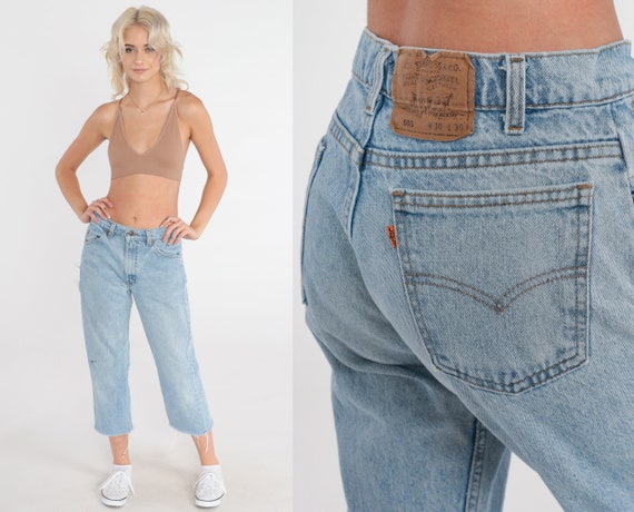 Cropped Blue Etsy Relaxed Fit Raw - Mid Ankle Rise Jeans Pants Hem Jeans Levis Medium 505 30 1990s Vintage Levi Denim Jeans Capri Boyfriend 90s