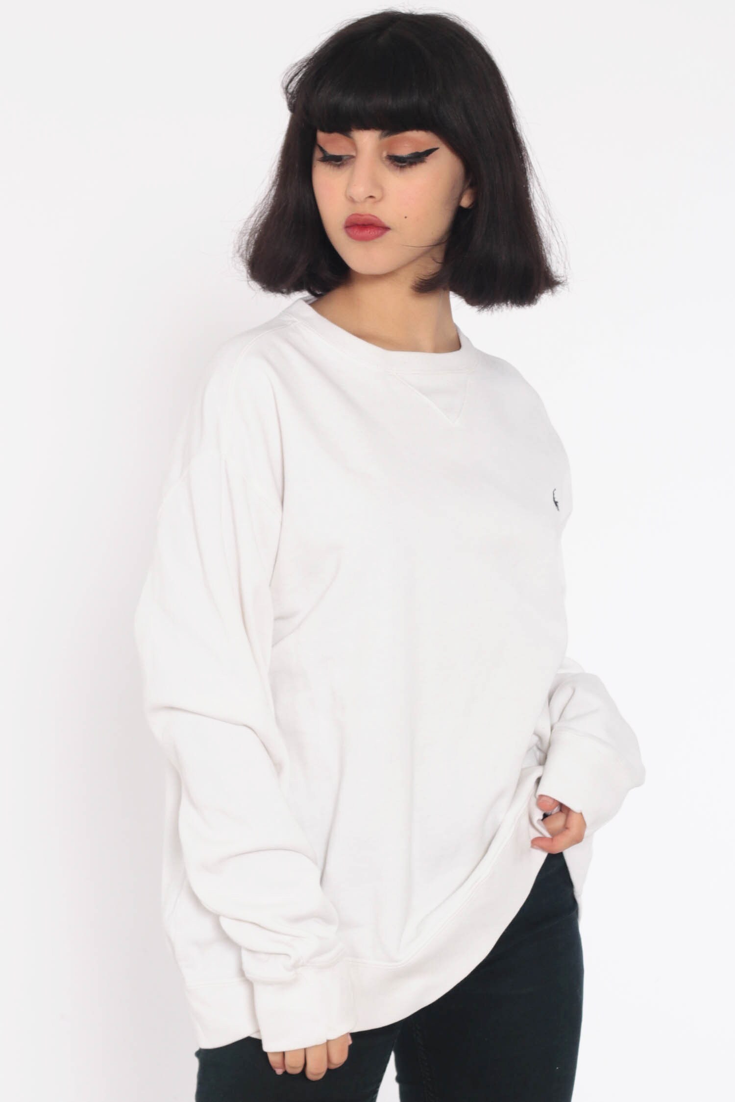 White Ralph Lauren Sweatshirt 90s Polo Sport Grunge Baggy Pullover Jumper Crewneck 1990s Vintage 