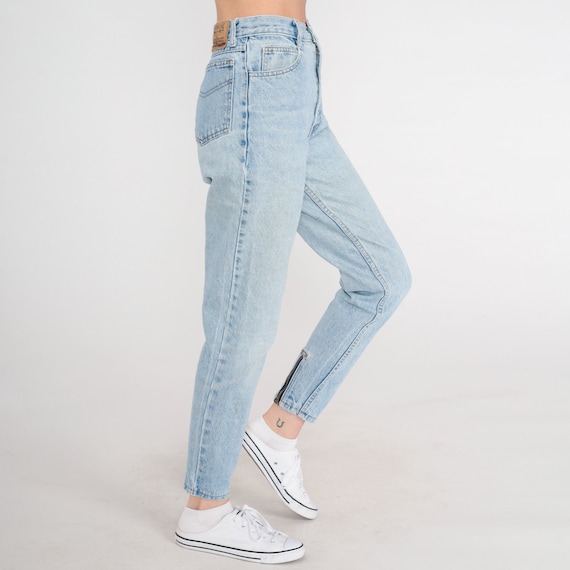 90s Jordache Jeans -- Skinny Mom Jeans High Waist ANKLE ZIP Jeans Denim Pants 1990s Slim Jeans Vintage Extra Small xs