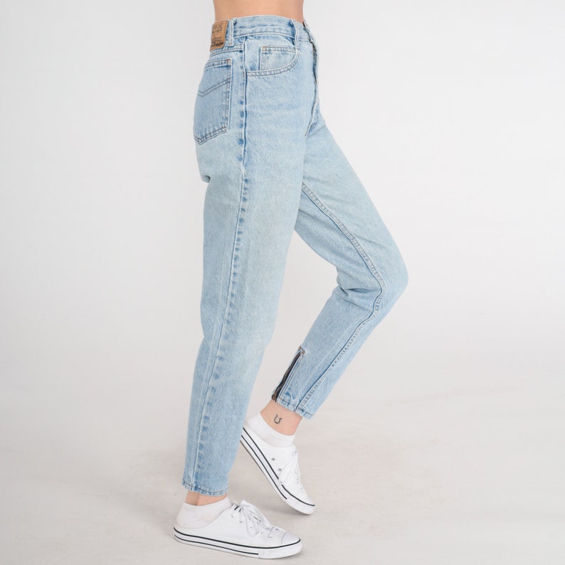 90s Jordache Jeans Skinny Mom Jeans High Waist ANKLE ZIP Jeans Denim Pants 1990s Slim Jeans Vintage Extra Small xs image 6