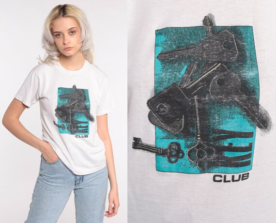 Skeleton Key Shirt Key Club Shirt Screen Stars Shirt Retro TShirt Vintage T Shirt 80s Tee Graphic Tshirt 1980s Small xs s