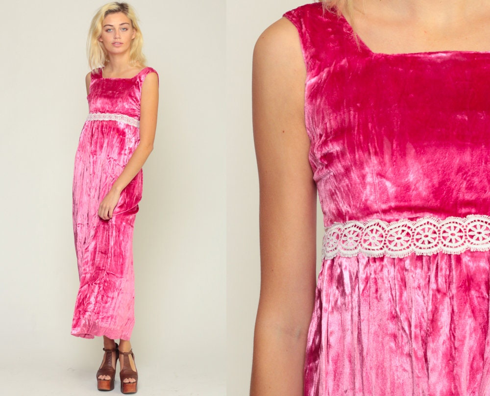 bright pink velvet dress