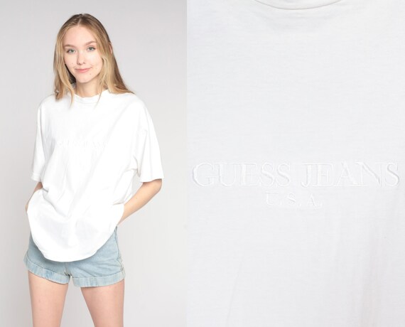 guess jeans white t shirt