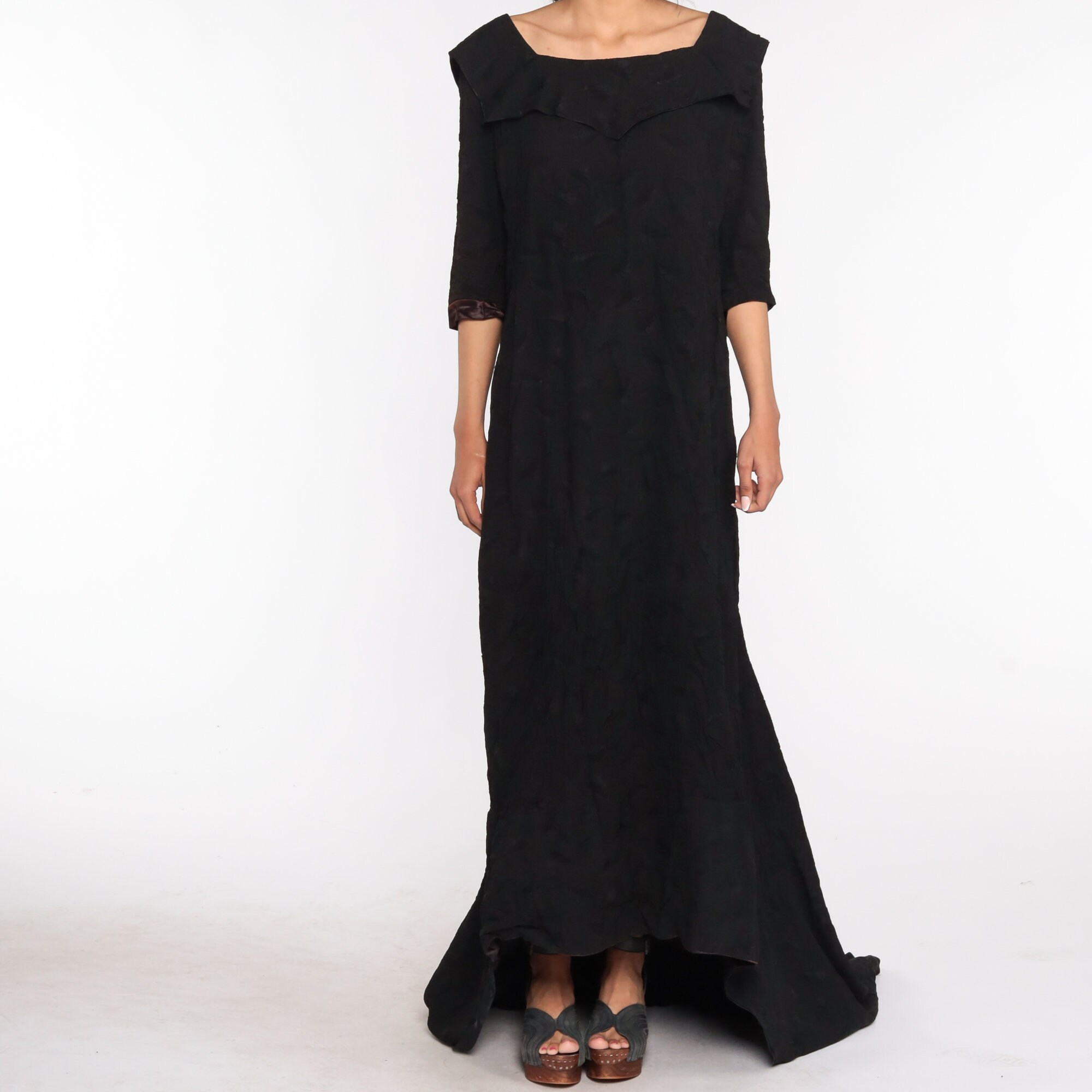 Black Party Dress 50s Maxi Dress Train Party Cocktail Dress Maxi 1950s