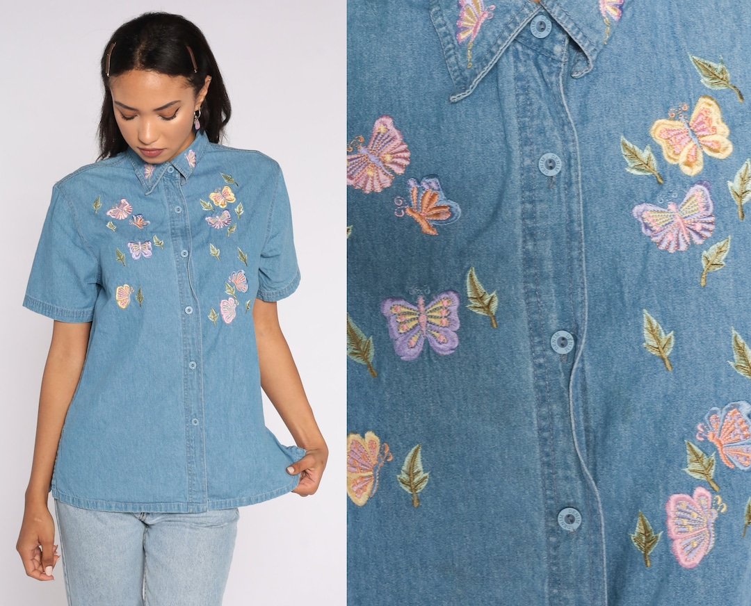 butterfly button up shirt