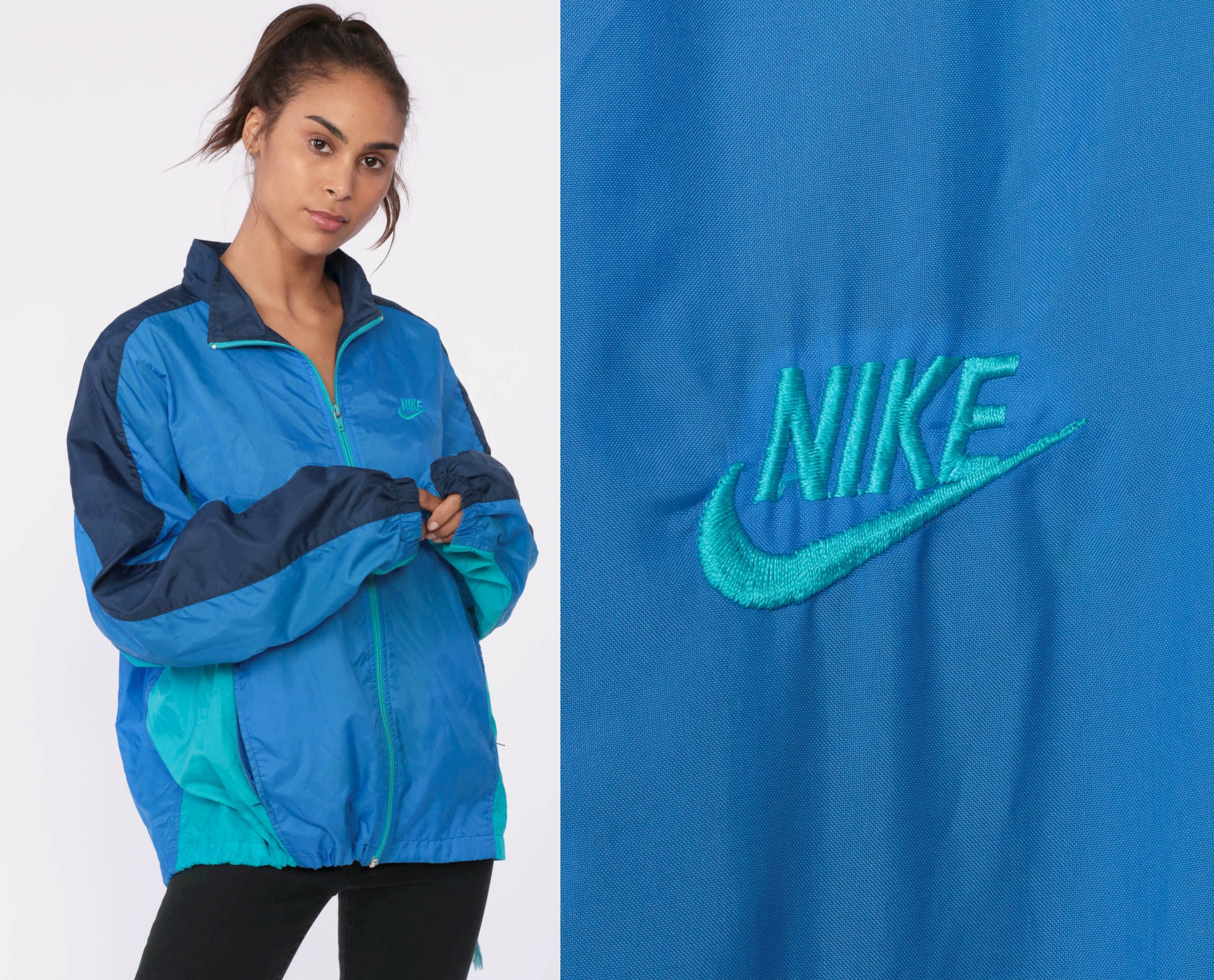 nike nylon colour block full zip jacket