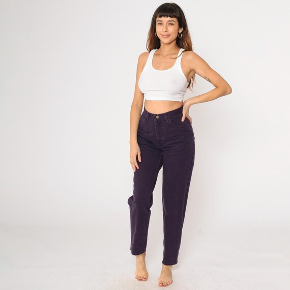 Vintage Purple Mom Jeans 90s Moda Intl Colored Jeans Color High Rise Waist Jeans Tapered Pants 1990s Denim Pants Small 27