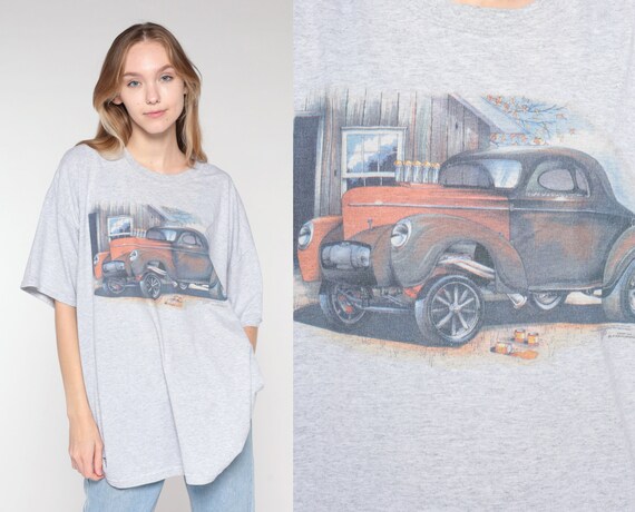 Classic Car Shirt 90s Retro Graphic Tee Oldsmobile Automobile Hot Rod Nostalgic Single Stitch Heather Grey Vintage 1990s Jerzees 3xl xxxl