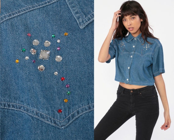 crop top jean shirt
