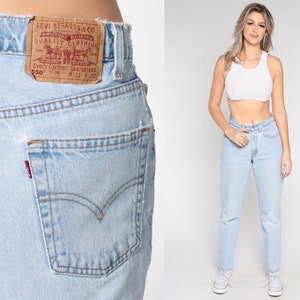 Vintage Levi 550s Jeans 90s High Waisted Jeans Levis 550 Jeans Tapered Leg Light Wash Blue Denim Pants Retro Levi Strauss 1990s Medium 31 image 1