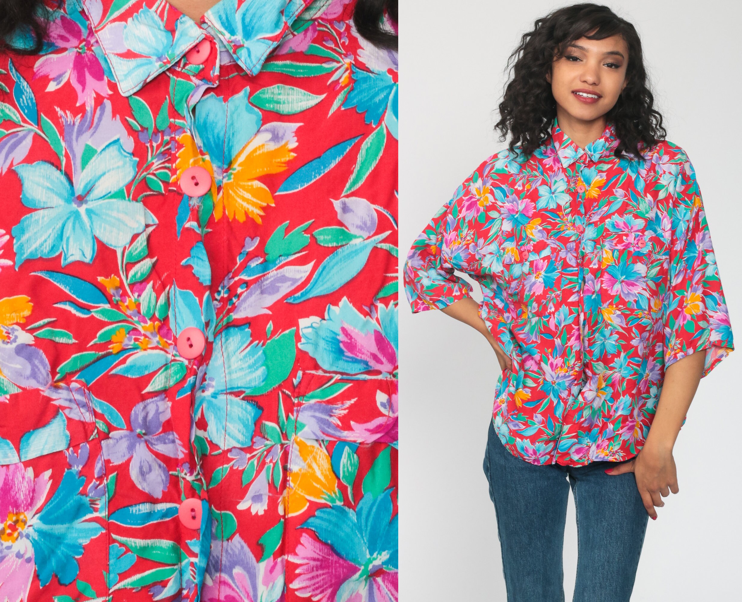 Tropical Floral Shirt Bright Hawaiian 
