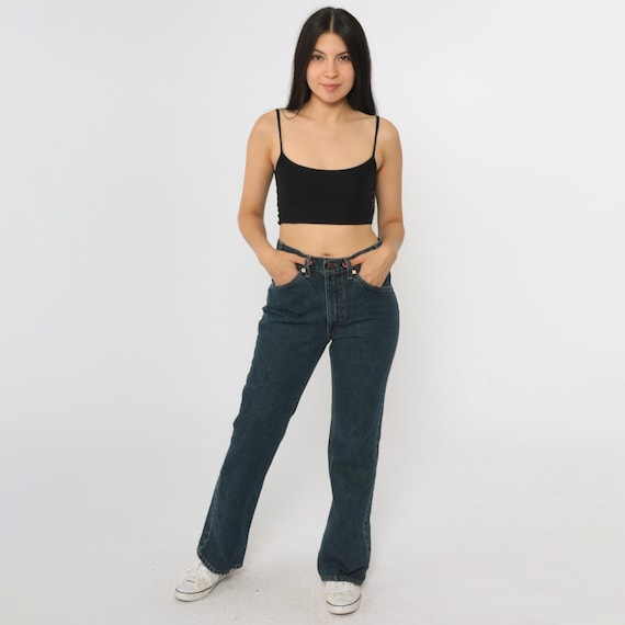 Vintage Bootcut Levi's Jeans 517 90s Denim Pants Levi Strauss Dark Wash Blue 1990s High Rise 32 x 30 Medium