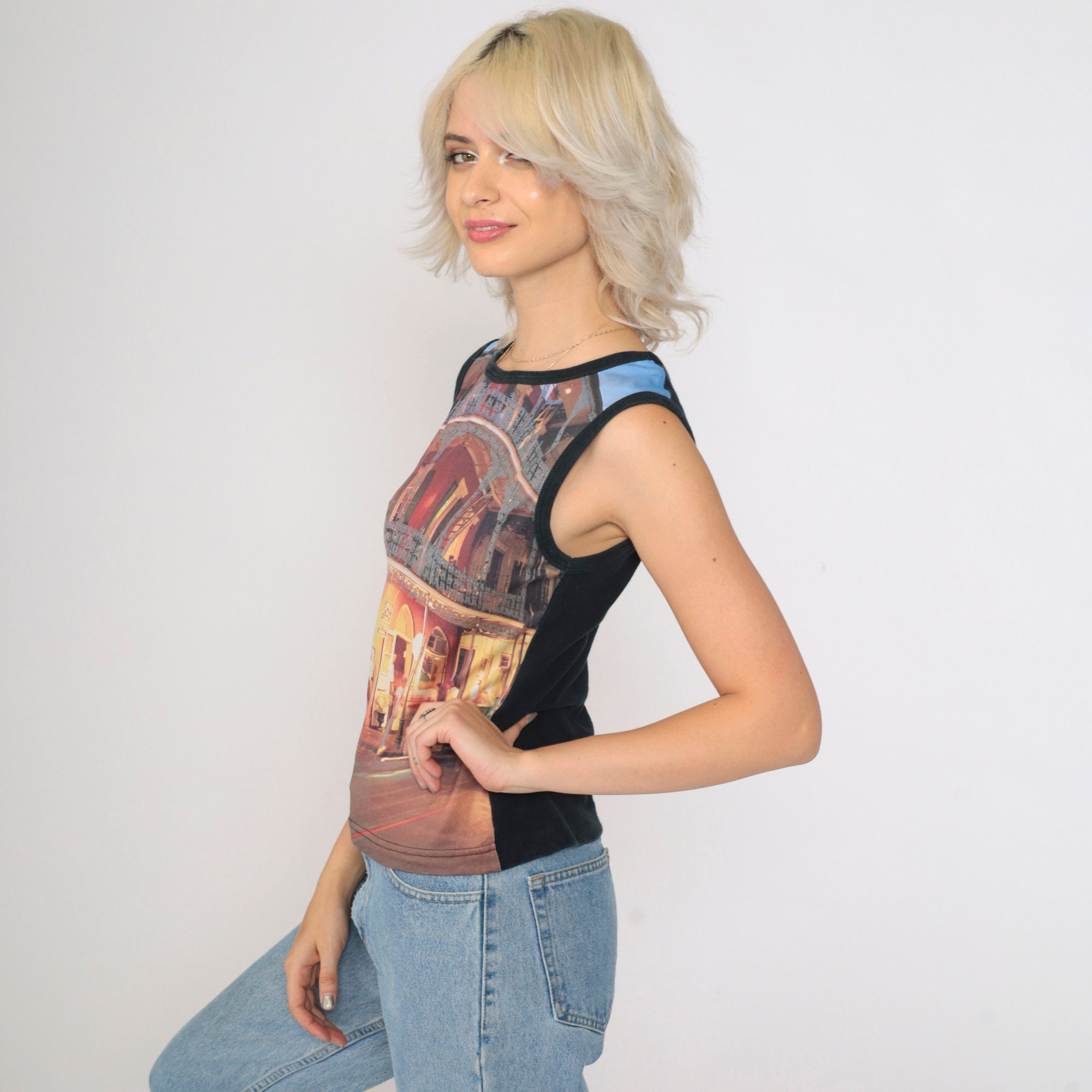 2000s Skull Wing Print Tank Tops Cyber Grunge Y2K Graphic