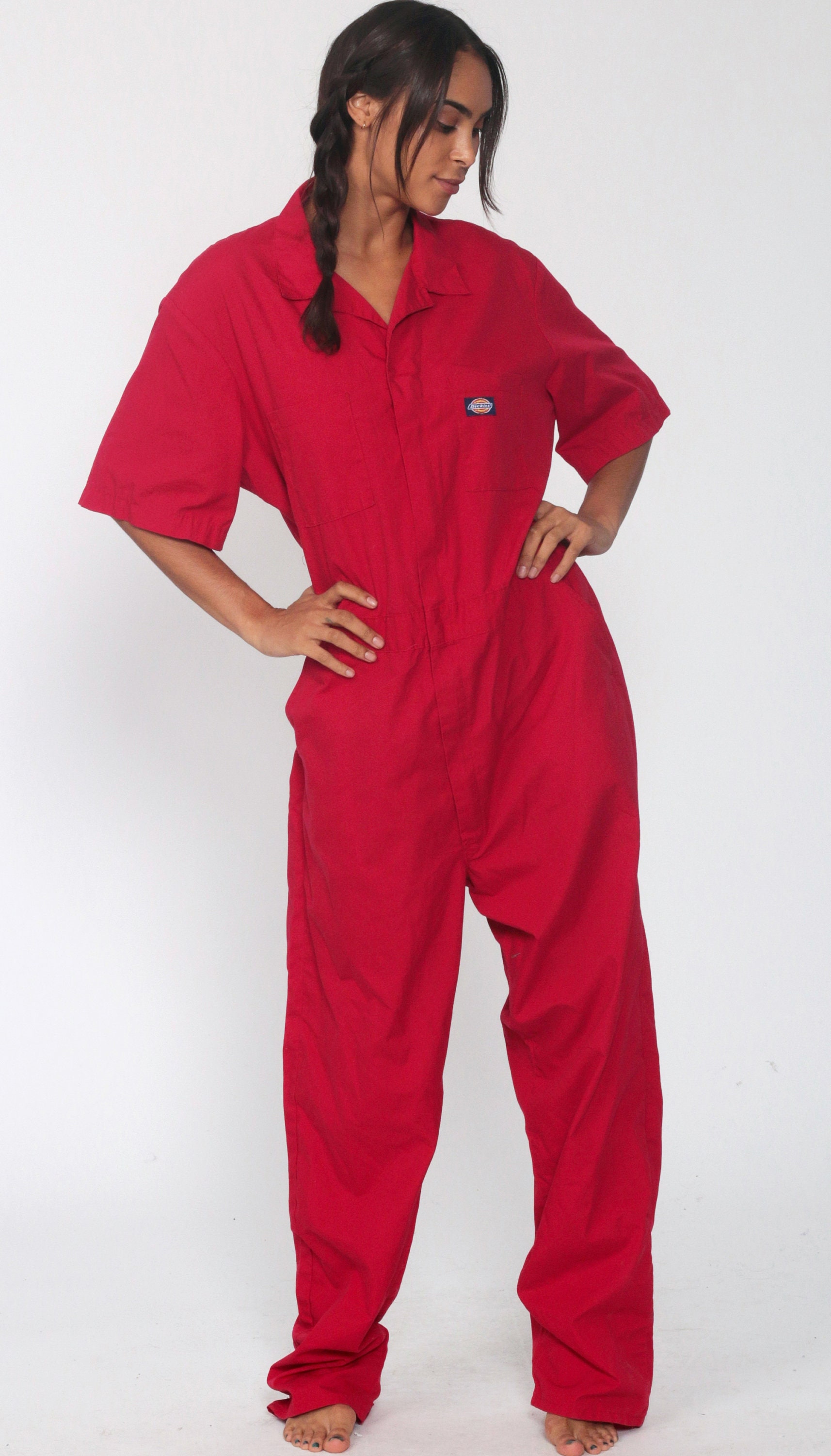 Dickies Coveralls Pants Red Jumpsuit Workwear One Piece Work Wear Short