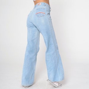 70s Bell Bottom Jeans Light Blue Denim Pants Landlubber High Waisted Rise Bellbottoms Retro Hippie Flares Flared Leg Vintage 1970s Small 30