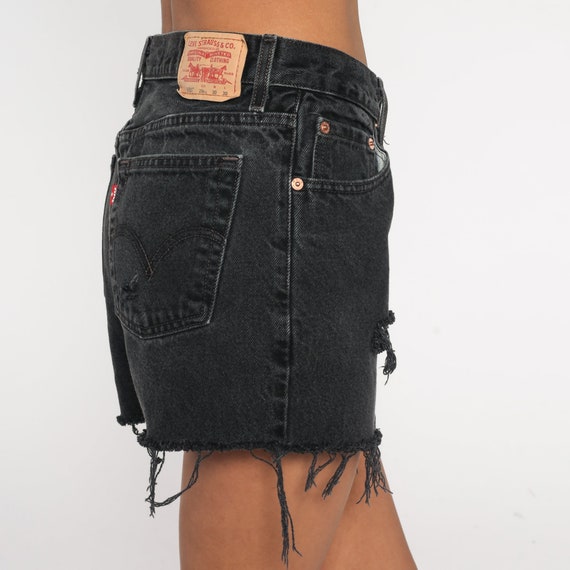 Black Levis 550 Shorts Y2K Denim Cut Offs Ripped … - image 6