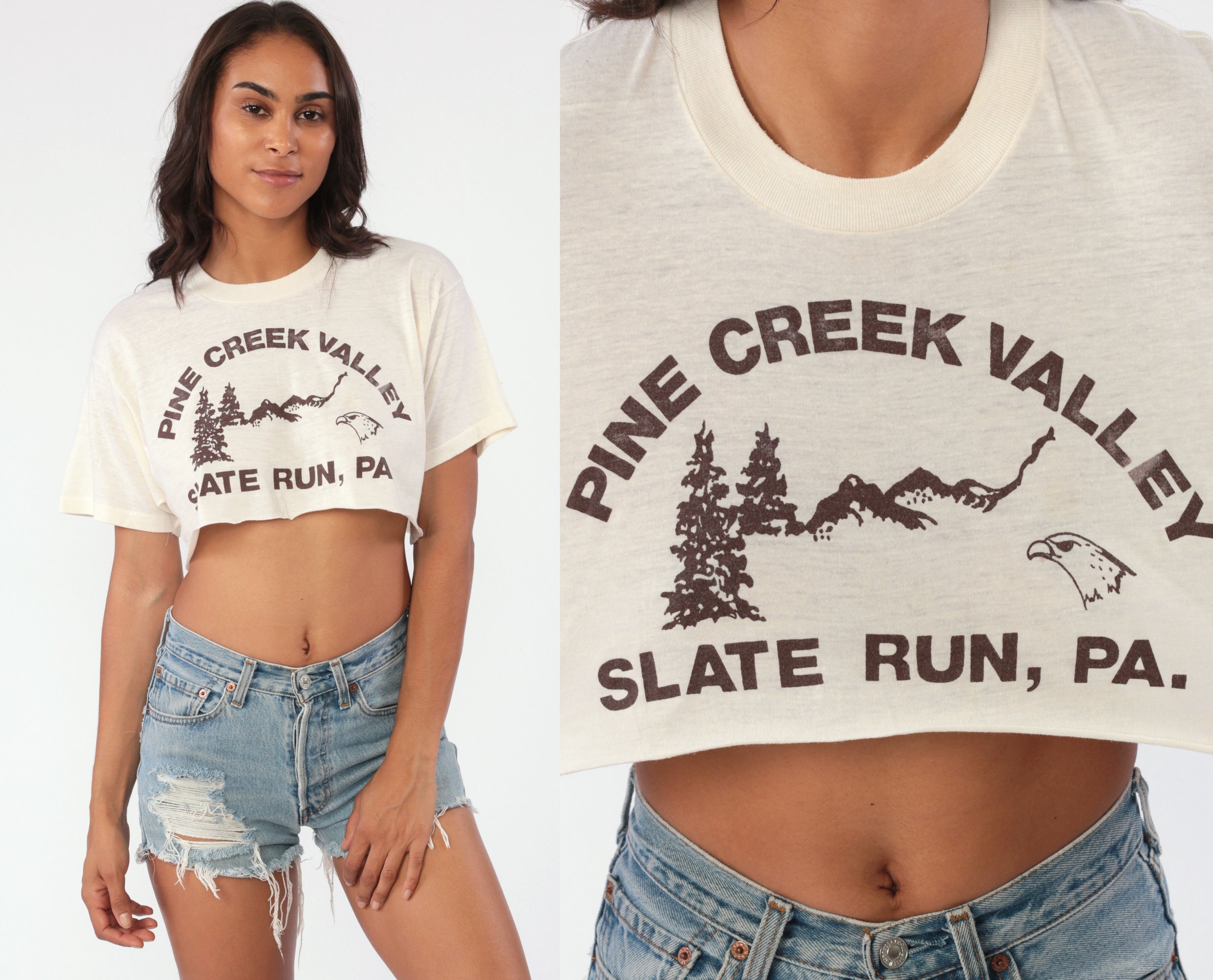 Pine Creek Valley Shirt 80s Pennsylvania Crop Top PA Eagle Tree Retro Tee Cropped T Shirt