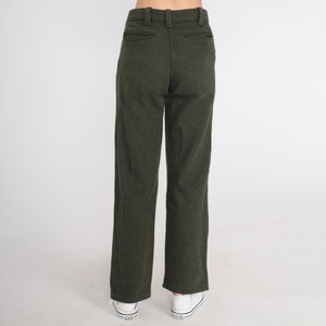 Wool Blend Trousers Olive Green Pants 80s Straight Leg Trousers High Waisted 1980s Vintage Small 28 image 6