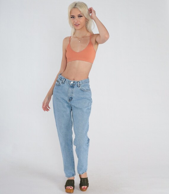 Cavin Klein Jeans 90s Tapered Jeans Retro Mom Jeans High Waisted Rise Jeans Denim Pants Blue Streetwear Basic Slim Vintage 1990s Medium 30
