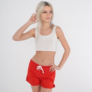 80s Jogging Shorts Red Dolphin Style Shorts Retro Gym Hotpants Short Shorts Drawstring Waist Workout Eighties Athletic Vintage 1980s Small S
