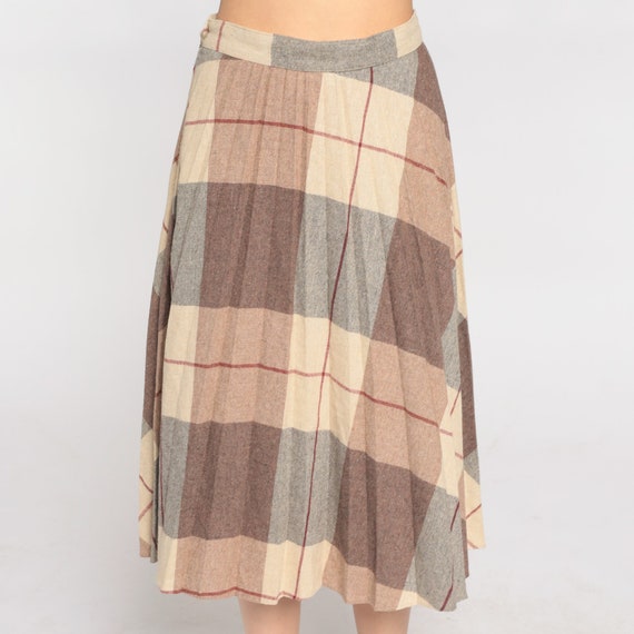 Plaid Midi Skirt 70s Wool Blend School Girl Skirt… - image 8