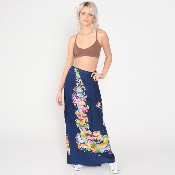 Tropical Fish Skirt 80s Maxi Wrap Skirt Blue Unde… - image 2